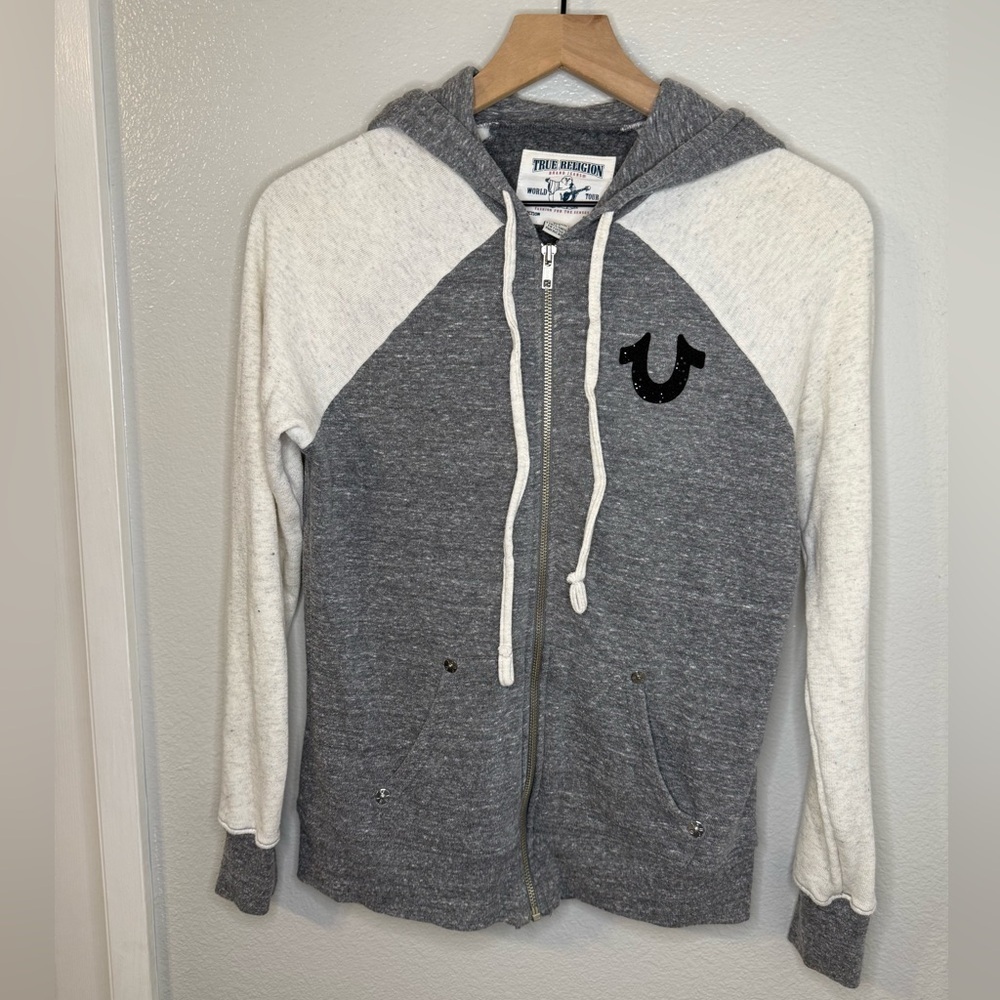 True Religion Womans Jeans Hoodie Sweater Logo Buddah Size S